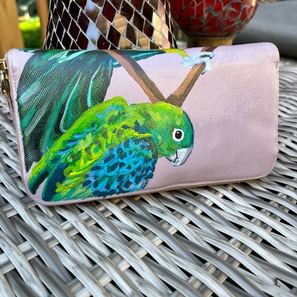 Hand painted Authentic Prada zip wallet - Picture 3 of 10